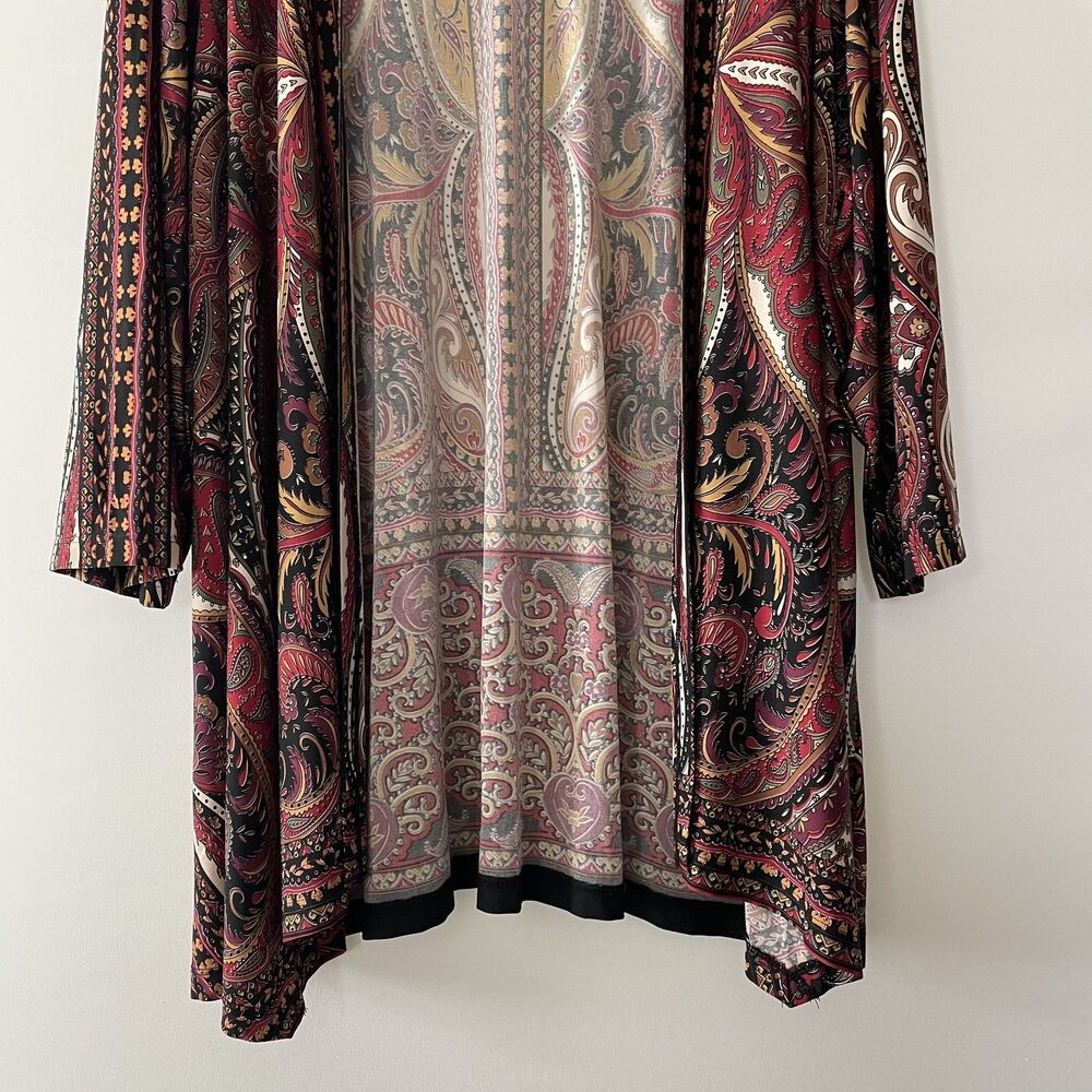 Catherines Open Front 3/4 Sleeve Paisley Kimono Cardigan Size 22/24W - Picture 4 of 9